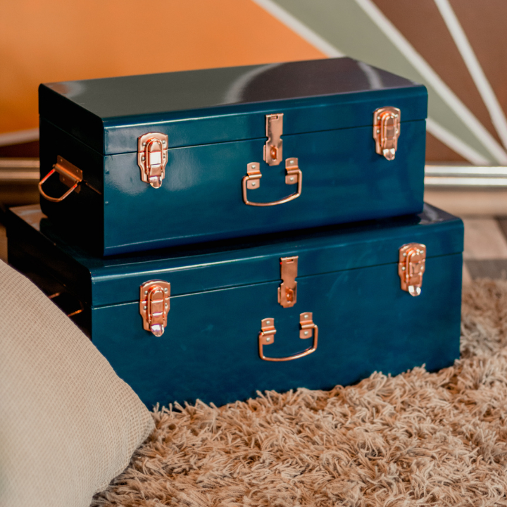 metal toolboxes on carpet